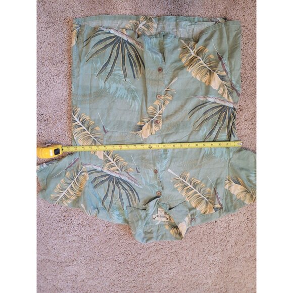 Paradise Coves Men's Tropical 100% Silk Button Down Shirt Green Hawaiian Size M - Picture 3 of 5